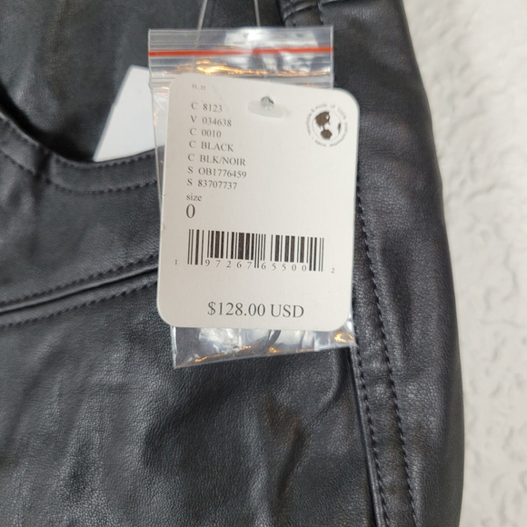 NEW $128 Free People We The Free Black Faux Leather Pants Size 0 - Picture 4 of 11